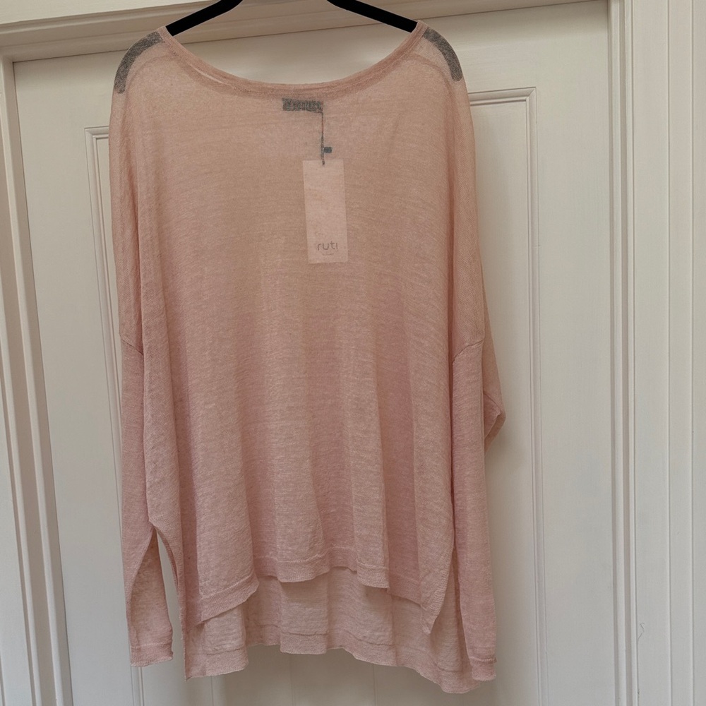 Ruti Pink Linen Blend Long Sleeve Top